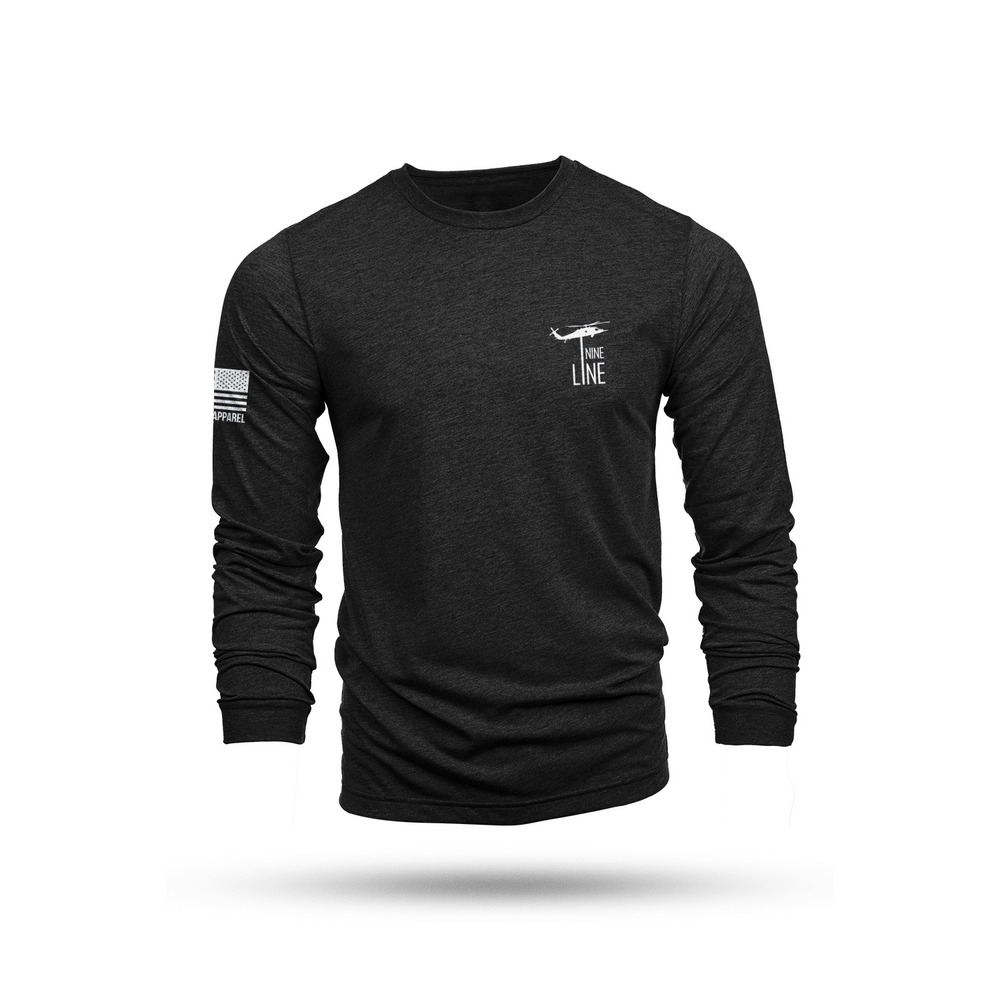 Nine Line Apparel Mens Long Sleeve Graphic Tee Charcoal Heather Gray